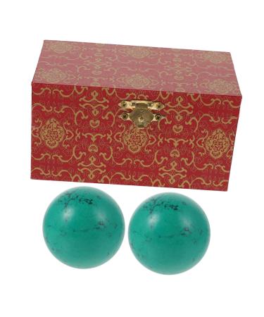 Partykindom 2st turquoise handball chinese balls Hand training balls healthcare hand balls mobility hand ball baoding stone ball baoding balls with bell play wooden marble fitness
