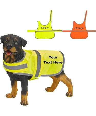 Personalised High Vis Dog coat vest pet puppy safety hi viz custom print reflective Both Sided Print (Small Orange) Small Orange - Buy Online on GoSupps.com