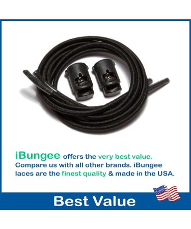 iBungee Laces: 34-inch Black Elastic No Tie Shoelaces (Made in the USA) - Buy Online on GoSupps.com