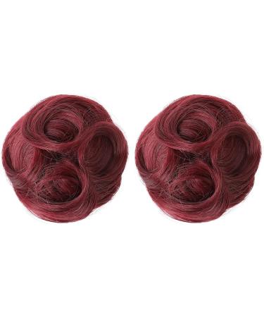 REECHO 2 PCS Mini Claw Clip in Messy & Cat Ears Hair Bun Extensions Wig Accessory Updo Hairpieces for Women Girls (Pack of 2-3.5" Wavy Burgundy) Pack of 2 - 3.5" Wavy Burgundy - Buy Online on GoSupps.com