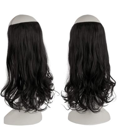 FESHFEN Invisible Secret Wire Crown Hair Extension 18 inch Curly Wavy Jet Black - Synthetic Hairpiece for Women - Buy Online on GoSupps.com
