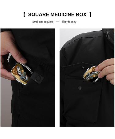 Buy Blue Ring Octopus Print Pill Box - 2 Compartment Metal Pill Organizer for Travel | Decorative & Portable Medicine Case - Buy Online on GoSupps.com