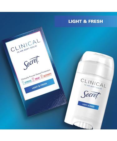 Secret Clinical Strength Antiperspirant and Deodorant for Women Light & Fresh Soft Solid 1.6 oz (Pack of 3) 1.6 Ounce (Pack of 3) Light & Fresh - Buy Online on GoSupps.com