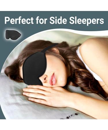 Luxury 3D Sleep Eye Mask for Side Sleepers | 100% Light Blocking | Zero Eye Pressure | Soft & Breathable | Perfect for Yoga Naps & Travel - Black - Buy Online on GoSupps.com