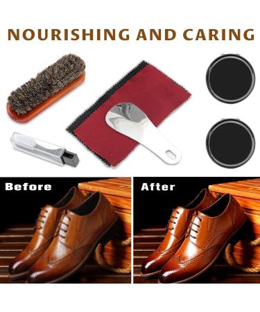 Wilbeva Leather Shoe Polish Kit - 7 in 1 Shoe Care Set for Men & Women | Shoe Shine Cleaner with Horsehair Bristle Dauber | Boot Cleaning and Care Set with Polish - Buy Online on GoSupps.com