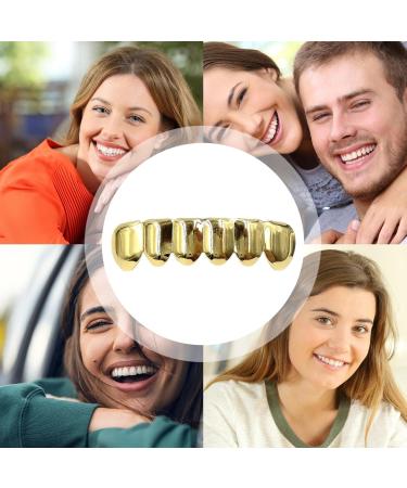 24K Gold Teeth - Gold Tooth Caps | Shining Grillz Caps For Teeth | Copper Plated Gold Tooth Caps For Cosplay Costumes Hip Hop Mouth Grills For Men And Women lower teeth - Buy Online on GoSupps.com