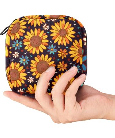 Sunflower Print Sanitary Napkin Storage Bag | Portable Period Kit Pouch for Menstrual Cup & Sanitary Pads | Zippered Menstrual Pad Organizer for Women & Teens - Color 10 - Buy Online on GoSupps.com