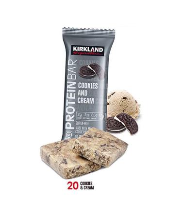 Kirkland Signature Cookies and Cream Protein Bars 20-count - 2.12 oz | High Quality Snack Option - Buy Online on GoSupps.com