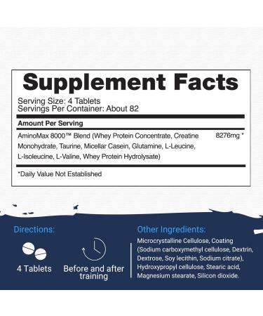 Buy Gaspari Nutrition AminoMax 8000 - Advanced Amino Acids for Muscle Recovery Growth & Endurance | Creatine Leucine Taurine BCAAs | 325 Tablets - International Shipping Available - Buy Online on GoSupps.com