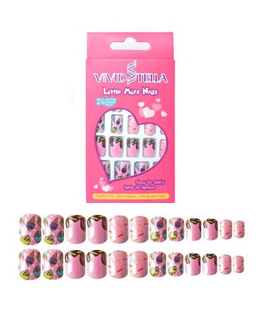 24 pieces nails to stick on false nails artificial fingernails for children