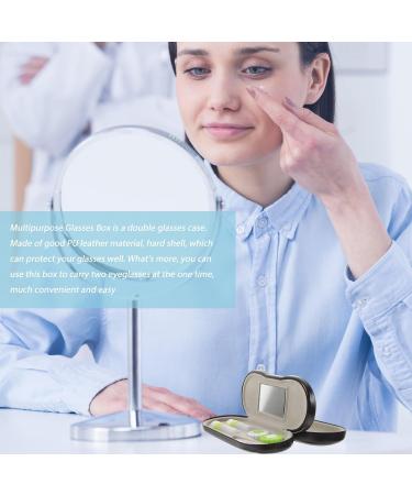 Lens Case and Glasses Case with Built-in Mirror Tweezer and Solution Bottle - 2-in-1 Eyeglass and Lens Case Double Layer Portable Lens Box for Home Travel - Buy Online on GoSupps.com