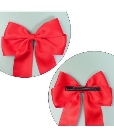 2 Pack Bow Hair Clips Pink Hair Bows for Women Girls Large Bow Clips Hair Barrette Hair Accessories(Black Red) - Buy Online on GoSupps.com