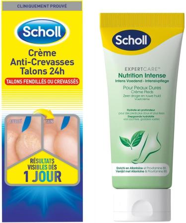 SCHOLL Pack containing 1 anti-cracking heel cream 60 ml + 1 intense nutrition cream 75 ml - pack of 3 packs - Buy Online on GoSupps.com
