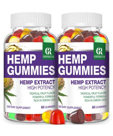 Hemp Gummies for Sleep Pain Anxiety - High Potency Pure Extra Strength Hemp Oil Infused Gummy Bears - 100% Natural Sleep Gummies Edibles for Adult (2 Packs)