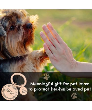 Natiform Personalized Stainless Steel Dog Tags - Microchipped Pet ID Tag with Floral Name Pendant | Pet Memorial Gift in Rose Gold - Buy Online on GoSupps.com