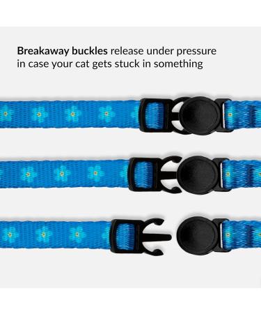 Collardirect Cat Collar with Bell - Flower Pattern 2-Pack Adjustable Safety Neck Bands for Cats & Kittens (Black + Yellow) - Buy Online on GoSupps.com
