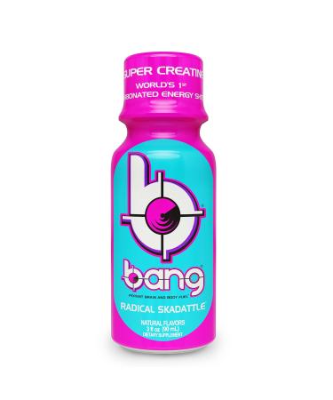 Bang Energy Shots Radical Skadattle World's 1st Carbonated Energy Shot with Super Creatine 3 Fl Oz (Pack of 12) 12 Count