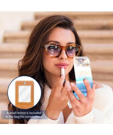 Premium Leather Lipstick Case with Mirror | Mini Organizer & Holder Bag | Beach Seashell Conch Design - Buy Online on GoSupps.com