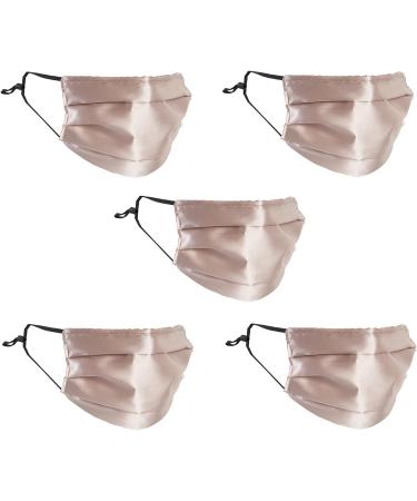 HABAC STUDIO Pack of 5 Satin Silk Face Masks Reusable Cover Bandana Balaclavas Face Masks Washable UK Black Face Mask with Nose Wire Pleated Face Mask for Women Men Adjustable. Nude - Buy Online on GoSupps.com