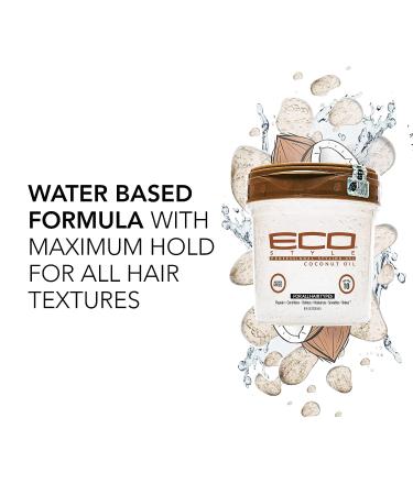 Eco Style Coconut Oil Styling Gel | Adds Luster, Moisturizes Hair | Weightless Hold, Prevents Breakage | Promotes Scalp Health | 8 oz - Ideal for all Hair - Buy Online on GoSupps.com