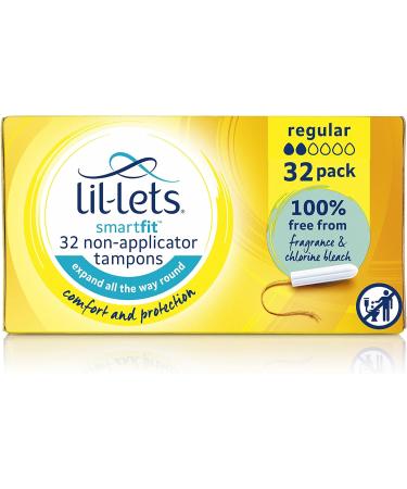Lil-Lets SmartFit Regular Non-Applicator Tampons - Pack of 64 32 Count (Pack of 2) - Buy Online on GoSupps.com