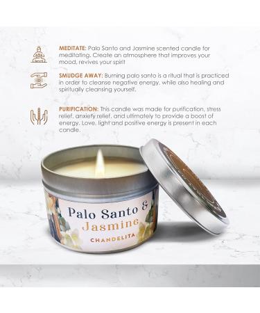 Chandelita Fragrance Candle - Palo Santo & Jasmine Aroma Therapy - Natural Essential Oils & Soy Wax Chakra Candle for Meditation & Cleansing - Buy Online on GoSupps.com