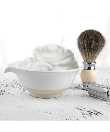 Linkidea Ceramic Shaving Bowl for Men - Wide Mouth Shave Mug Cup for Wet Razor Shave - Milky White - Buy Online on GoSupps.com