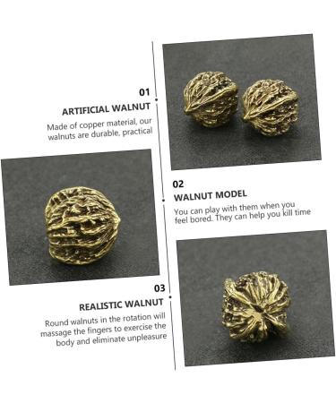 Shop Minkissy Copper Walnut Model Balls - Deep Tissue Massage Decor & Accessories | 2 Pairs of 3.5x3cm Brass Walnut Decor - Buy Online on GoSupps.com