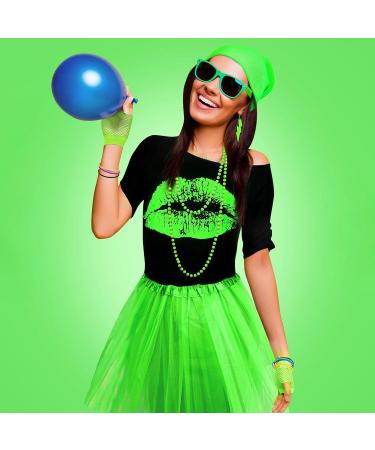 80s Women s Costume: Neon Party Outfit with T-Shirt Accessories & Leg Warmers | Sizes 7-3XL - Buy Online on GoSupps.com
