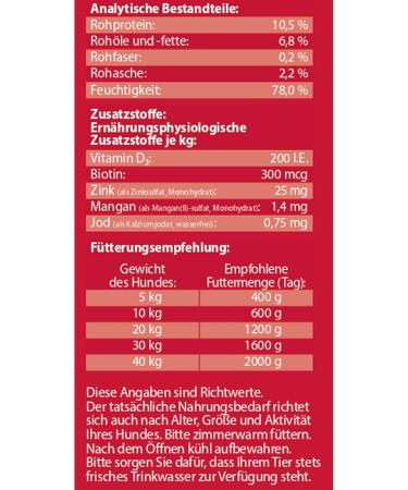 Buy DEHNER LIFTS DISCHORE Adult Wet Food with Beef & Heart | Premium Meat Formula | 6 x 800g Pack | Immune Support & Trace Elements | No Colors or Preservatives - International Shipping Available - Buy Online on GoSupps.com