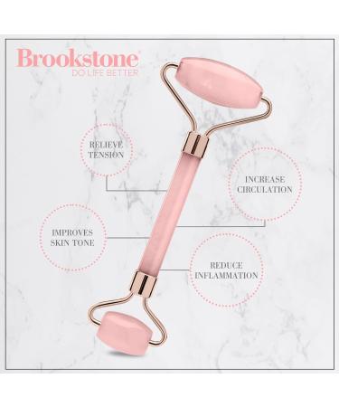 Brookstone Face Skin Care Roller - Dual-Sided Rose Quartz Massager for Anti-Aging & Lymphatic Drainage - Premium Facial Tool in Blush Pink - Buy Online on GoSupps.com