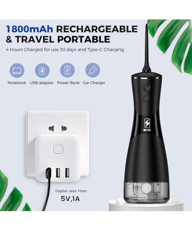 350ML Cordless Water Flosser - Rechargeable Oral Irrigator with 7 Jet Tips & 5 Pressure Modes for Teeth Cleaning | Ideal for Home & Travel (Black & Gray - Buy Online on GoSupps.com