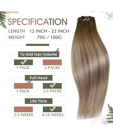 Runature Real Hair Tape Extensions - 55cm Balayage Brown Blonde Ombre #3/8/22 | 100g Remy Hair for Seamless Volume - Buy Online on GoSupps.com