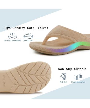 BCSTUDIO Women's Thong Spa Slippers with Arch Support - Light Brown - Buy Online on GoSupps.com
