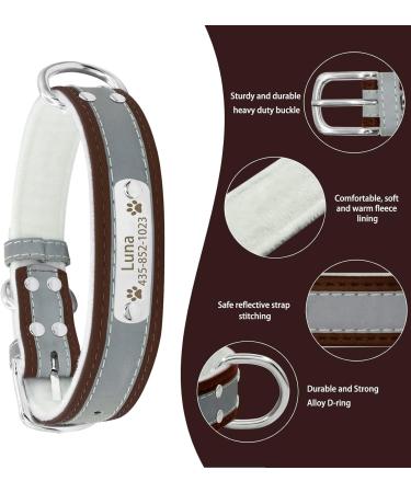 Senristar Personalized Reflective Dog Collar & Leash Set - Custom Engraved with Name Tag for Small to XL Dogs & Cats - Brown 3.0 cm Width - Buy Online on GoSupps.com