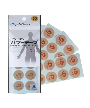 Phiten X30 Titanium Power Tape Discs - Round Shaped Discs Water-Resistant Athletic Tape for Muscle, Knee, Elbow, Shoulder, and Joint Support - Professional Sports Therapeutic Tape - 50 Pieces 50 PCS/ X30 Titanium Power Tape Discs