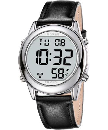 HORKENT Atomic Digital Talking Watch - German-speaking Radio-Controlled Big Numbers for Seniors & Visually Impaired - Stylish Black - Buy Online on GoSupps.com