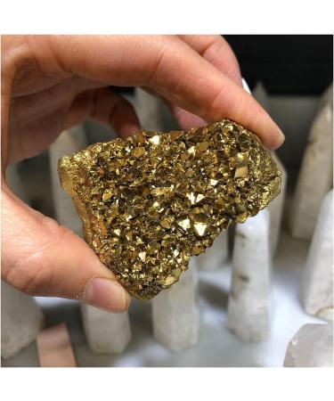 1PC Natural Citrine Cluster Aura Crystal Electroplating Titanium Quartz Cluster Stone Natural Quartz Crystal yuebang Stone Mineral Specimen (Size : 100-150g) - Buy Online on GoSupps.com