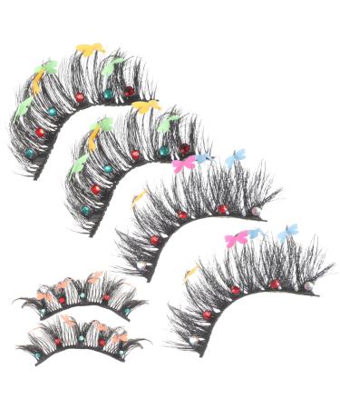 minkissy 3 Pairs Decor Fake Eyelashes False Lashes Makeup Supplies Fake Lashes for Performance False Eyelashes Individual Fake Lashes Individual Makeup Accessories Fluffy Chemical Fiber Set