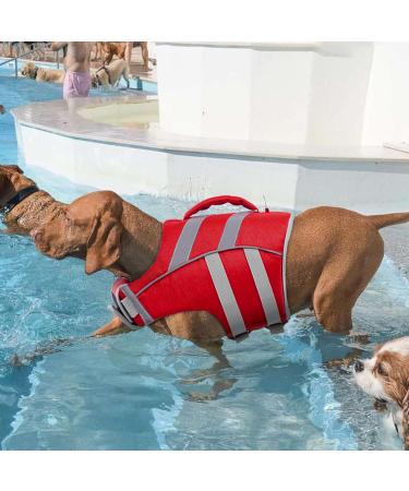 Kuoser Dog Life Jacket - Durable & High Buoyancy Swimming Vest for Small Medium Large Dogs | High Security Safety Red - Buy Online on GoSupps.com