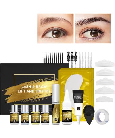  Hjatirace Eyelash Tinting and Curling Kit Eyelash Tinting Kit Eyebrow Color Expansion Creates a Natural Curl Includes Applicators and Pads 5 ml For Women - Buy Online on GoSupps.com
