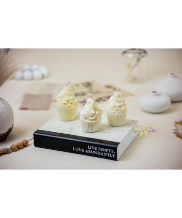 Set of 2 Cupcake Candle Natural Soy Wax Handmade Birthday Cake Candle Gift for Women (White)