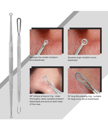 Blackhead Remover Tool JOLIFILE Upgraded 9 Pcs Pimple Popper Tool Kit Extractor Tools with Tweezers Removal Comedone Whitehead Set Large Size-Silver - Buy Online on GoSupps.com