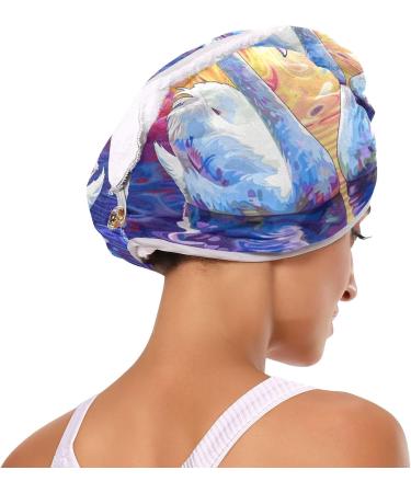 Swan Couple Hair Towel 2 Pack | Super Absorbent Quick Dry Hair Turbans for Women & Girls - Buy Online on GoSupps.com