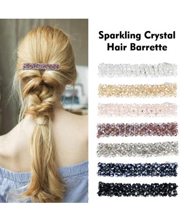 Dizila 7 Pack Korean Sparkly Crystal Hair Barrettes - Decorative Rhinestone Gems French Hair Clips for Women & Girls - Buy Online on GoSupps.com