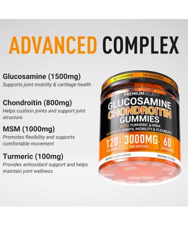 Glucosamine Chondroitin Gummies for Joint Support 120 Glucosamine Gummies Extra Strength 3000mg with MSM Turmeric Calcium Vitamin D3 Sugar Free Vegan Adults Supplement Flexibility & Mobility - Buy Online on GoSupps.com