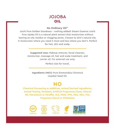 Desert Essence 100% Pure Jojoba Oil 2 Fl Oz (Pack of 2) - Moisturizer for Skin, Hair, and Scalp - Buy Online on GoSupps.com