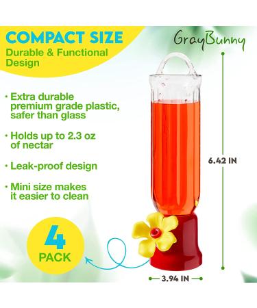 Set of 4 Mini Hummingbird Feeders with Hanging Wires Transparent Feeders for Humming Birds - Buy Online on GoSupps.com