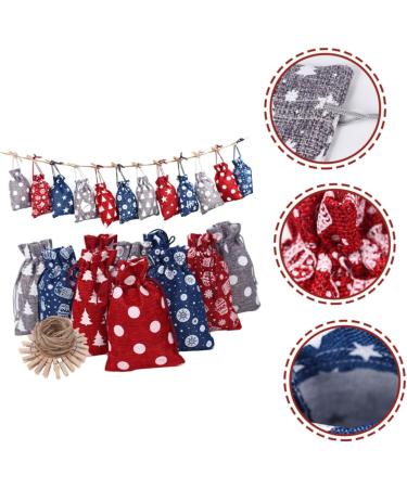CIYODO 1 Set Christmas Advent Calendar Bags Drawstring Bag Candy Drawstring Bag Calendars Wood - Buy Online on GoSupps.com