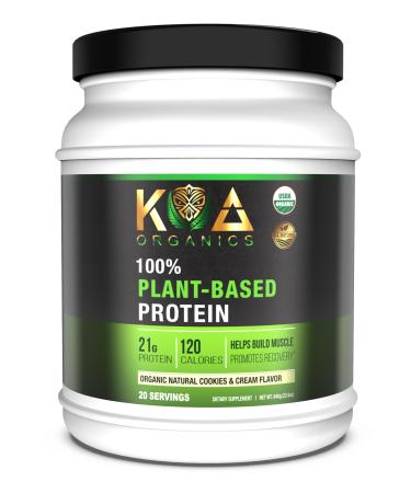 Vegan Protein Powder Gourmet Cookies and Cream Flavor- 21g of The Best Tasting Plant-Based Protein with only 120 Calories - USDA Organic Non-GMO Gluten Free Sugar Free - 640gL8 Cookies & Cream